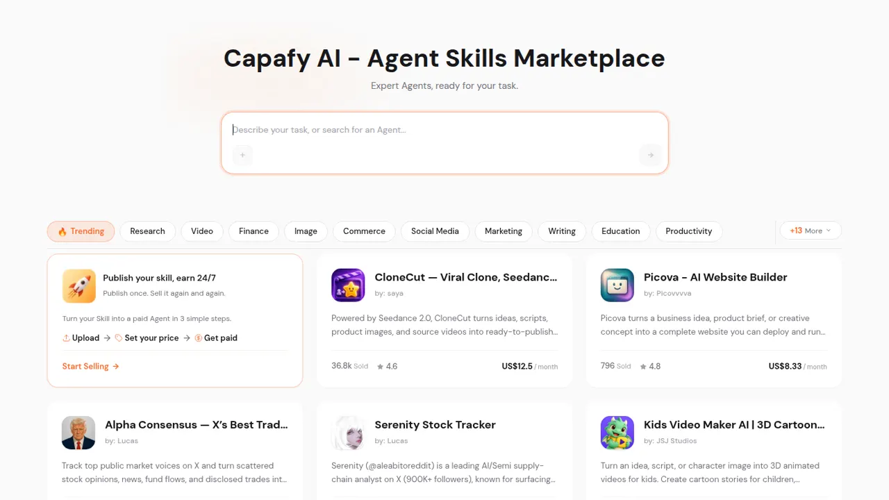 Capafy — official website screenshot