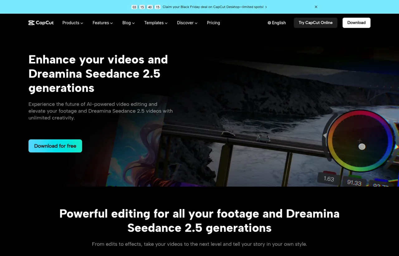 CapCut — official website screenshot
