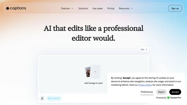 Captions — official website screenshot