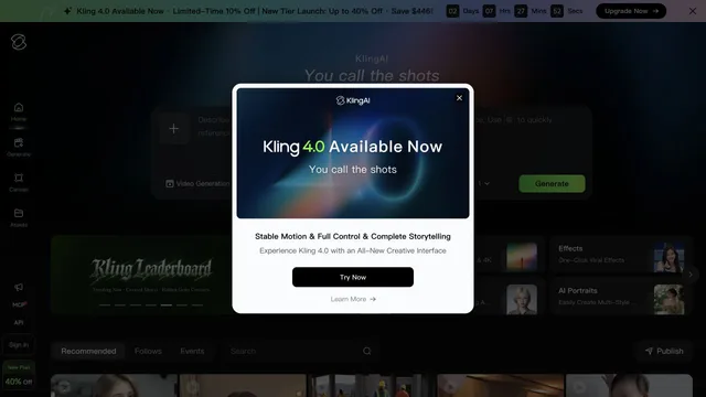 Kling AI — official website screenshot