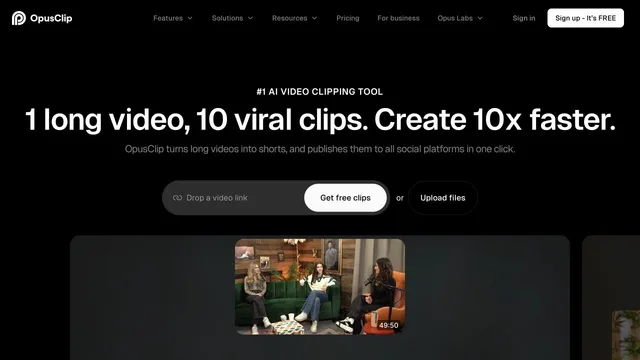 Opus Clip — official website screenshot