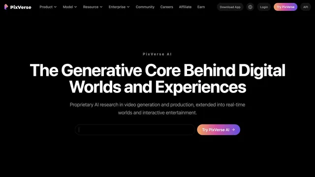 PixVerse — official website screenshot