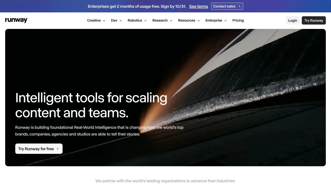 Runway — official website screenshot