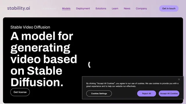 Stable Video Diffusion — official website screenshot